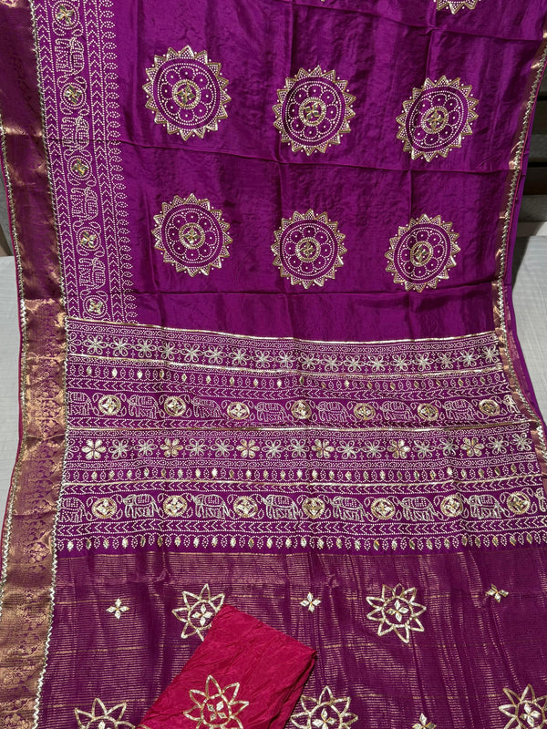 ELEPHANT ZARI BHANDEJ SAREE