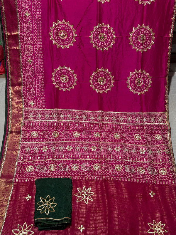 ELEPHANT ZARI BHANDEJ SAREE