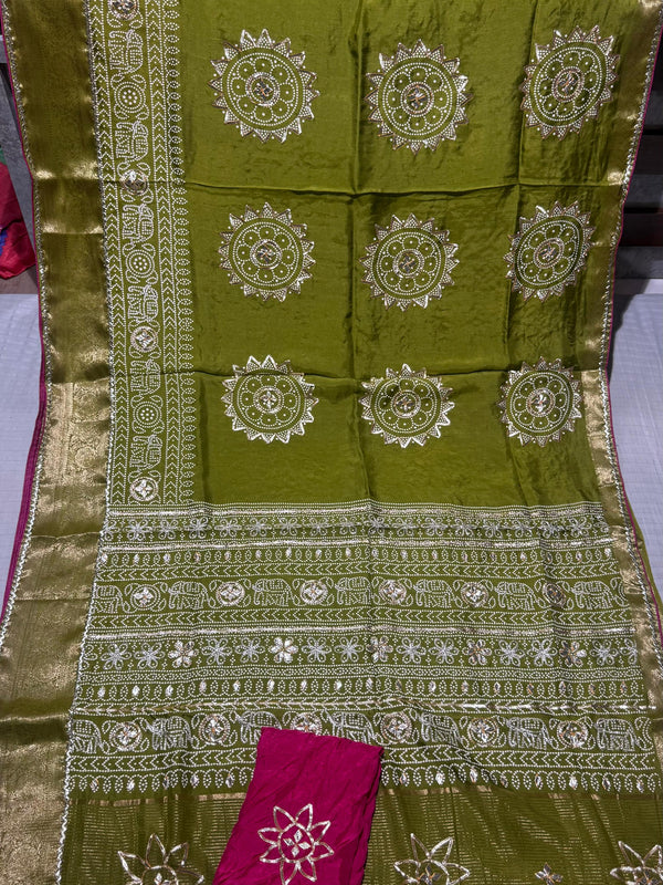 ELEPHANT ZARI BHANDEJ SAREE
