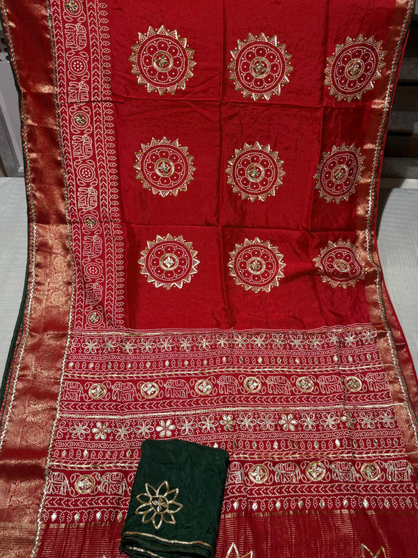 ELEPHANT ZARI BHANDEJ SAREE