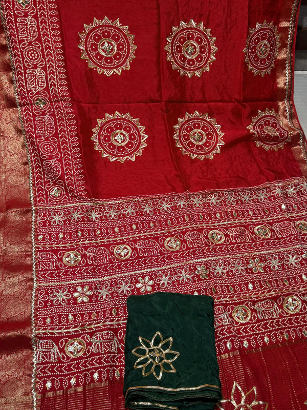 ELEPHANT ZARI BHANDEJ SAREE