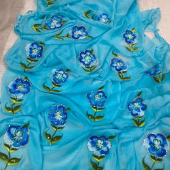 Semi Chiffon Handbrush Saree