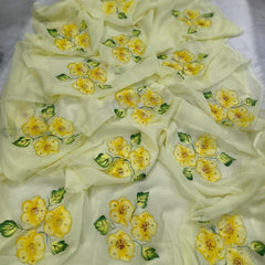Semi Chiffon Handbrush Saree