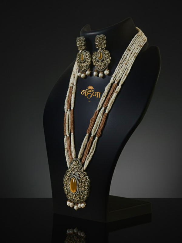 Jadau Pearl Kundan Necklace Set