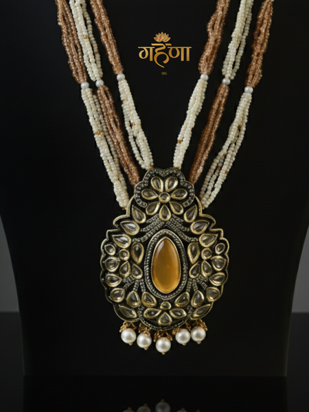 Jadau Pearl Kundan Necklace Set