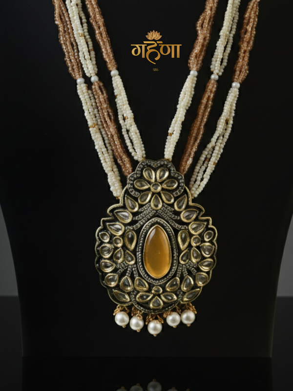 Jadau Pearl Kundan Necklace Set