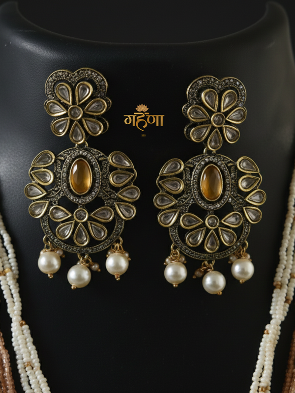 Jadau Pearl Kundan Necklace Set