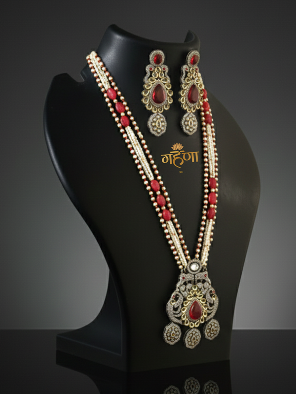 Jadau Pearl Kundan Necklace Set