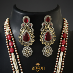 Jadau Pearl Kundan Necklace Set