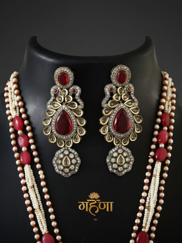 Jadau Pearl Kundan Necklace Set
