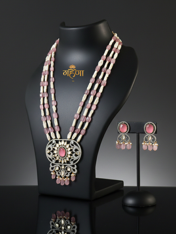 Jadau Pearl Kundan Necklace Set