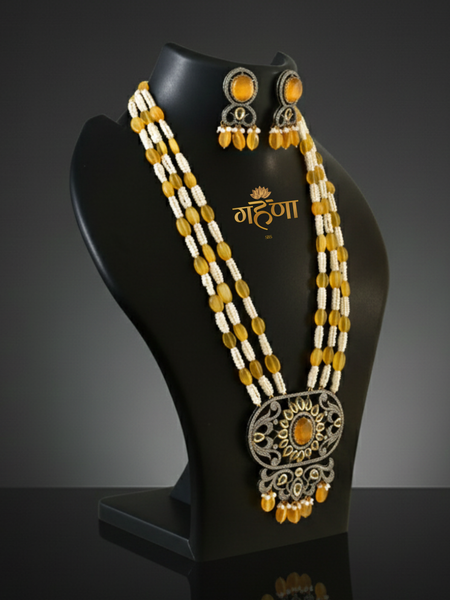 Jadau Pearl Kundan Necklace Set