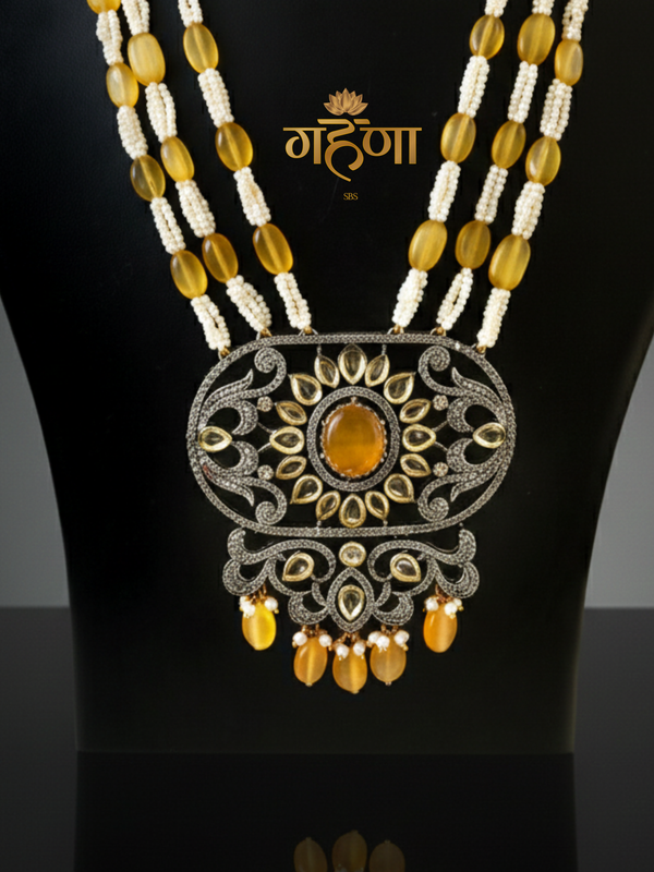 Jadau Pearl Kundan Necklace Set