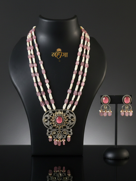 Jadau Pearl Kundan Necklace Set