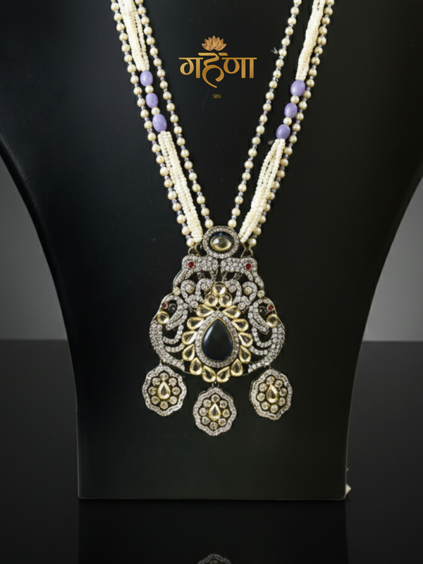 Jadau Pearl Kundan Necklace Set
