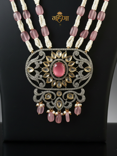 Jadau Pearl Kundan Necklace Set