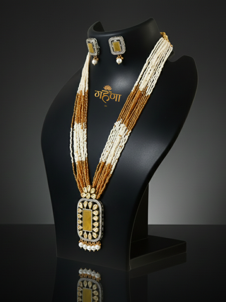 Jadau Pearl Kundan Necklace Set