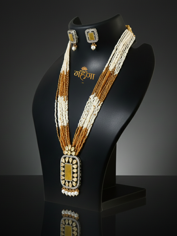 Jadau Pearl Kundan Necklace Set