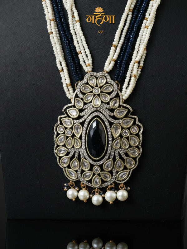 White Pearl Kundan Rani Necklace Set