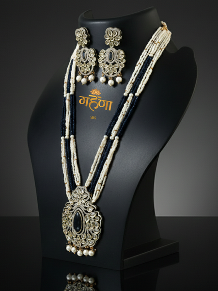 White Pearl Kundan Rani Necklace Set