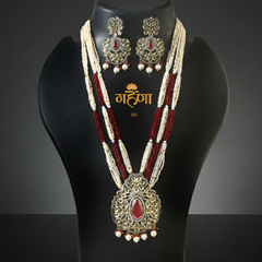 White Pearl Kundan Rani Har Necklace Set