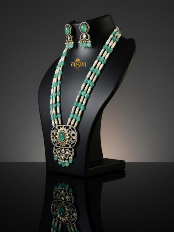 Jadau Pearl Kundan Necklace Set