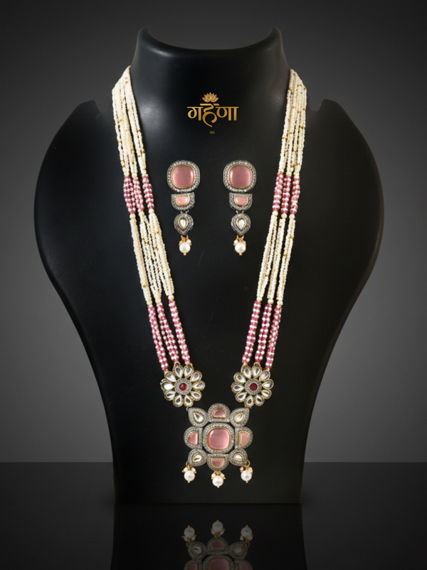 Jadau Pearl Kundan Necklace Set
