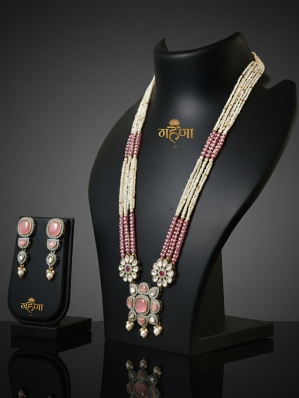 Jadau Pearl Kundan Necklace Set