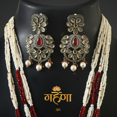 White Pearl Kundan Rani Har Necklace Set