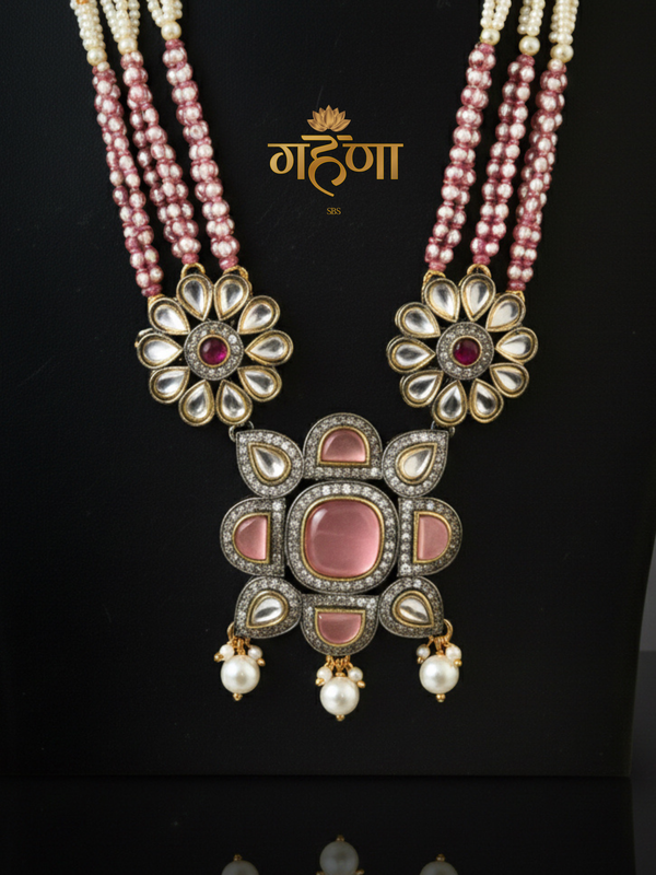Jadau Pearl Kundan Necklace Set