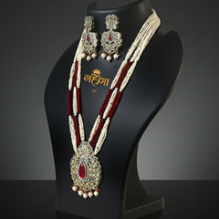 White Pearl Kundan Rani Har Necklace Set