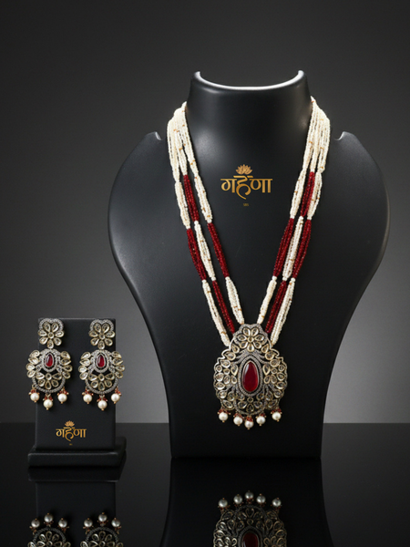 Jadau Pearl Kundan Necklace Set