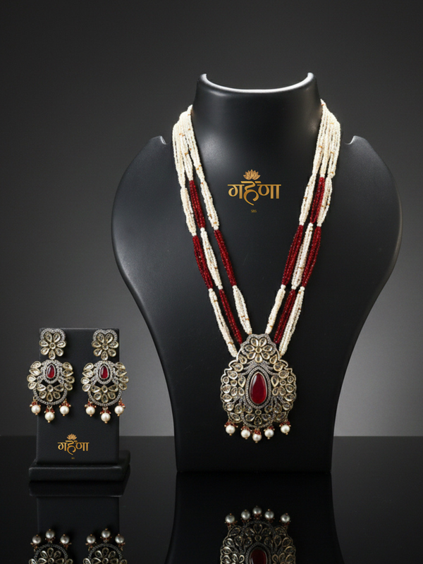 Jadau Pearl Kundan Necklace Set
