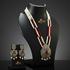 Jadau Pearl Kundan Necklace Set