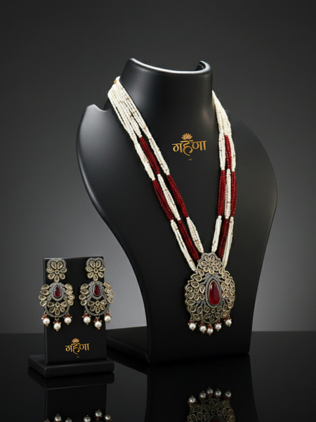 Jadau Pearl Kundan Necklace Set