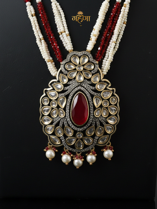 Jadau Pearl Kundan Necklace Set