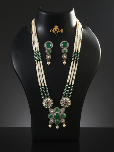 Jadau Pearl Kundan Necklace Set