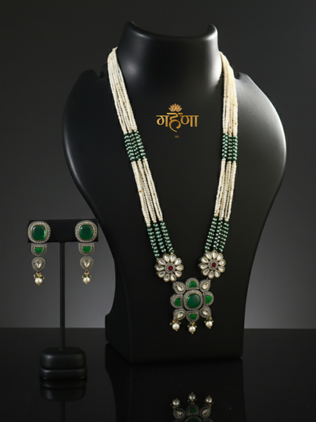 Jadau Pearl Kundan Necklace Set
