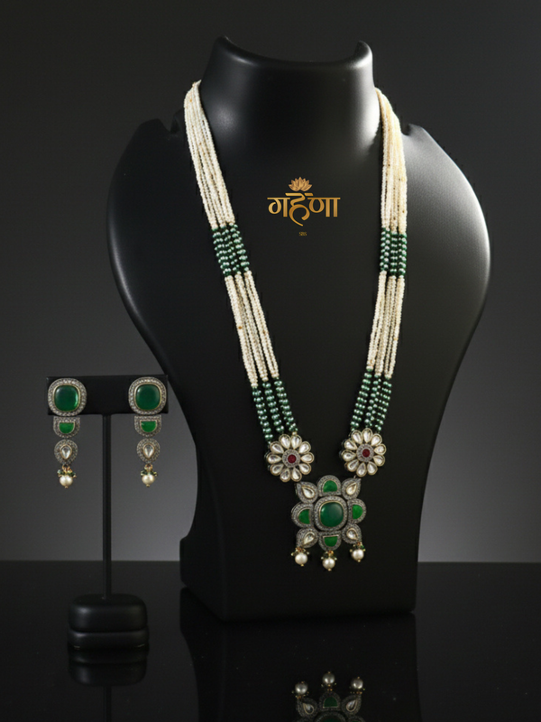 Jadau Pearl Kundan Necklace Set