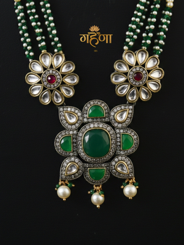 Jadau Pearl Kundan Necklace Set