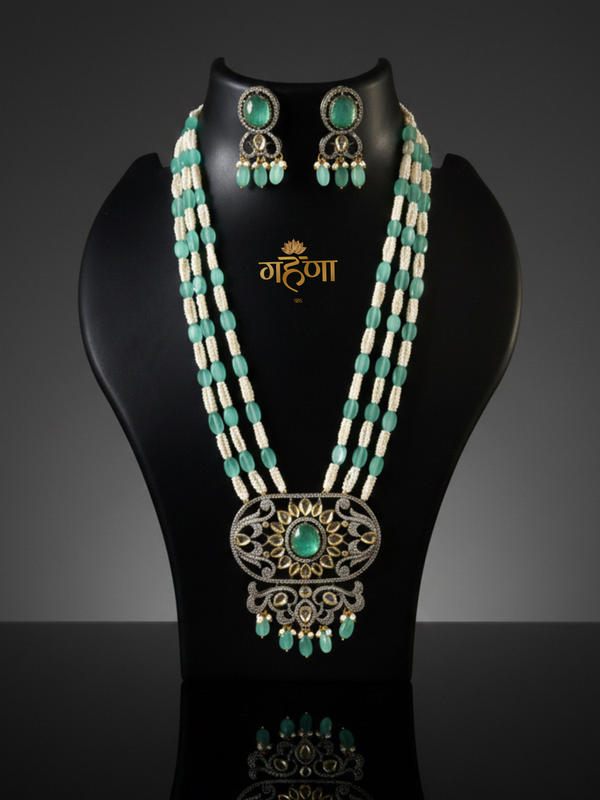 Jadau Pearl Kundan Necklace Set