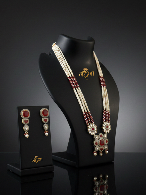 Jadau Pearl Kundan Necklace Set