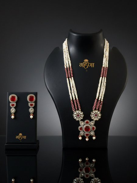 Jadau Pearl Kundan Necklace Set