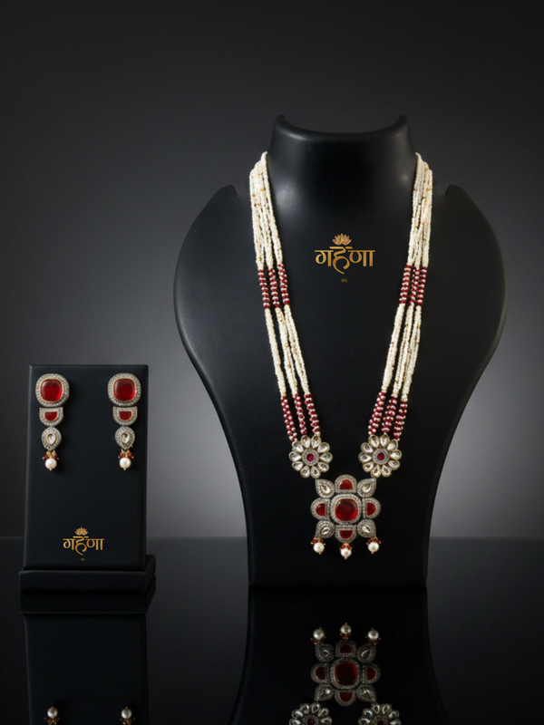 Jadau Pearl Kundan Necklace Set