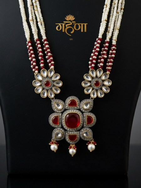 Jadau Pearl Kundan Necklace Set