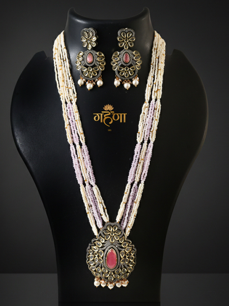 Jadau Pearl Kundan Necklace Set