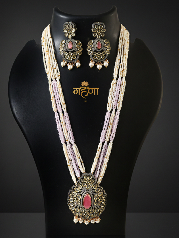 Jadau Pearl Kundan Necklace Set