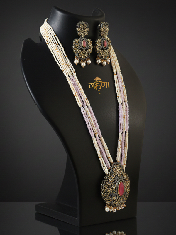 Jadau Pearl Kundan Necklace Set