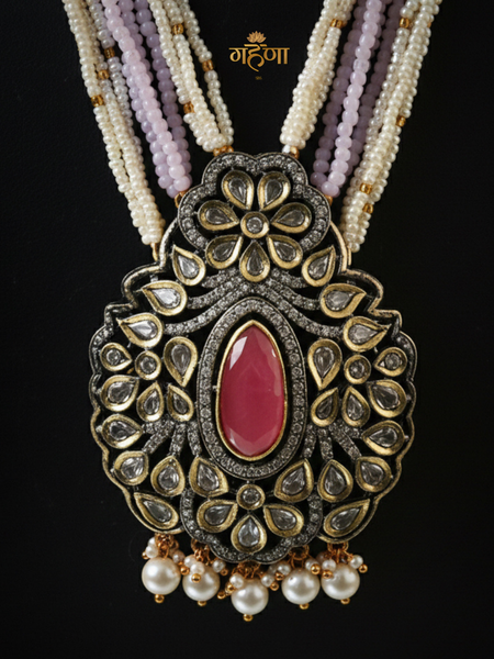 Jadau Pearl Kundan Necklace Set