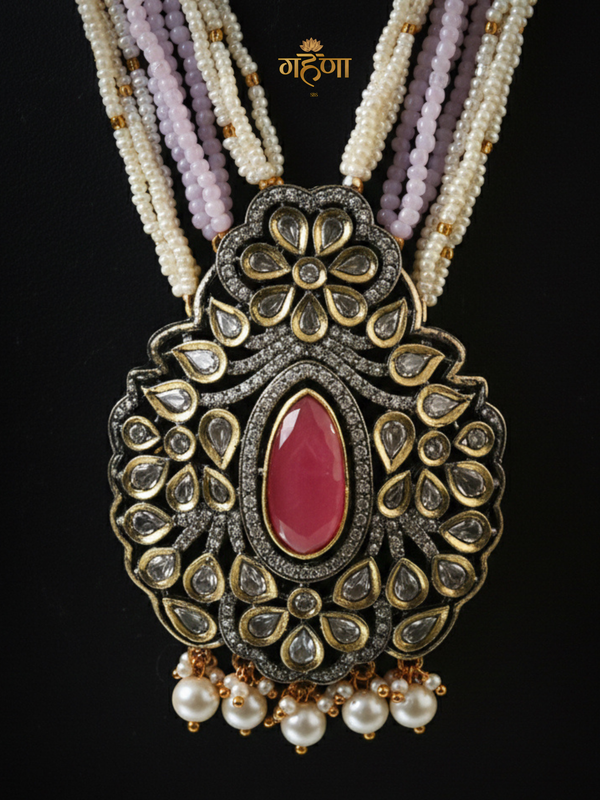 Jadau Pearl Kundan Necklace Set